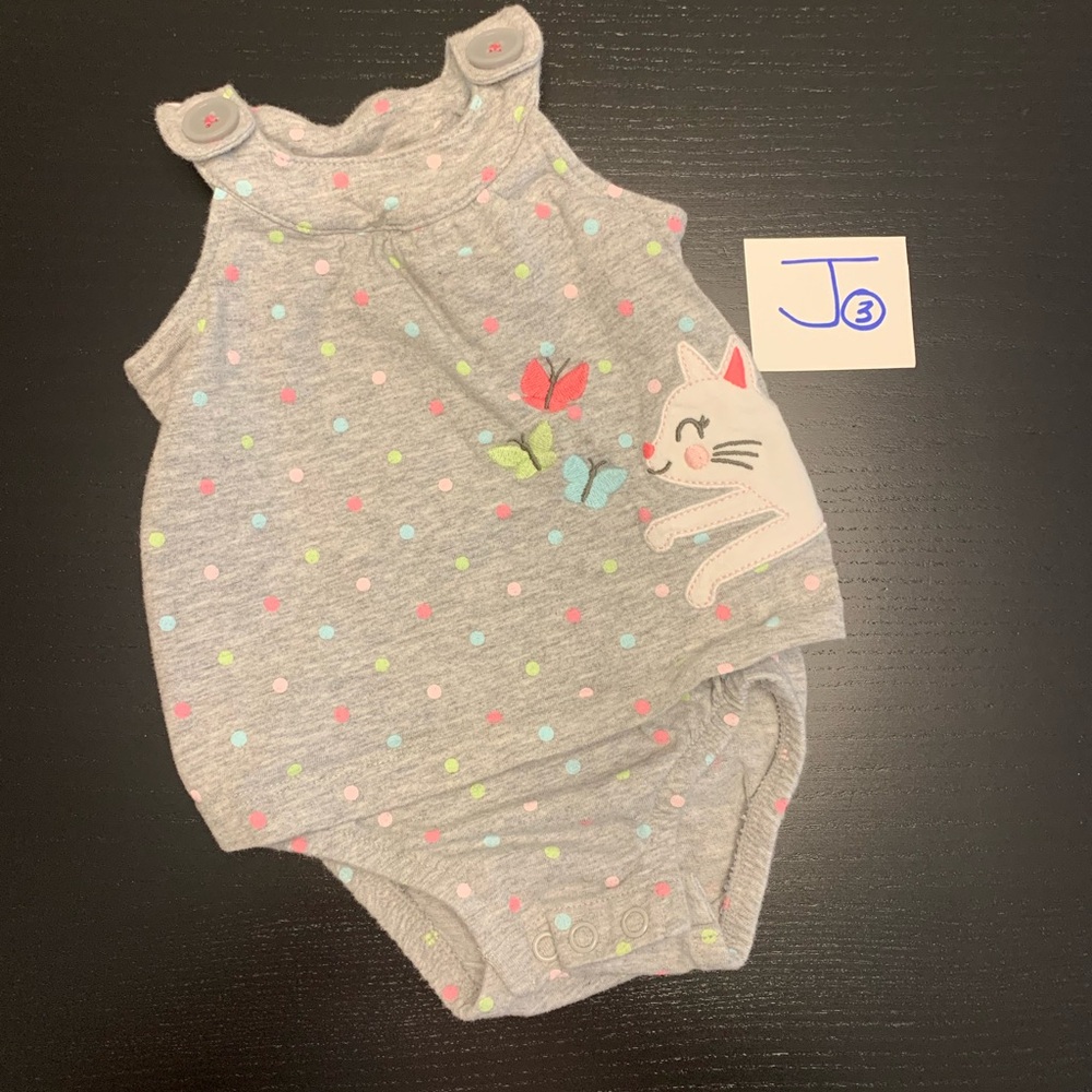โญ๏ธ2/$8.00โญ๏ธ Carter's 3m Polka Dot Kitty Tank Style Bodysuit Top